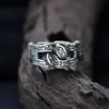 Anel de prata de lei 925 padrão de grama de rattan aberto personalidade masculina feminina retrô estilo europeu e americano hip hop tendência punk anel de comer