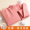 Roupa íntima térmica de gola média feminina Lã Berber grossa peça única veludo plus size roupas de outono à prova de frio base superior inverno