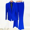 Traje de Dos Piezas de Estilo Celebridad Europea y Americana 2026, Blazer de Tela de Un Botón a la Moda de Longitud Media + Pantalones de Campana