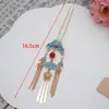 Cheongsam Estilo Chino con Solapas Prensadas, Pasador Estilo Antiguo, Traje de Té Dinastía Han, Pasador con Borla de Flor, Accesorios Retro con Borlas Largas