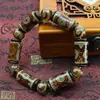 Pulsera de Ágata Amarilla Chalcedonia Ojo Amarillo Dzi de Xizang Tianyan, Dzi de Longan en Una Línea, para Hombres y Mujeres, Suministro al por Mayor