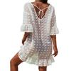 Traje de Baño Estilo Europeo y Americano Cubierta de Gasa Cuello en V Vestido Camisa Transparente Bikini Moda Chica Caliente Sexy