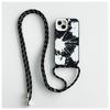 Funda para Teléfono con Cordón Cruzado Estilo Inglés con Salpicaduras de Tinta para iPhone 16 Adecuada para Apple 14 Pro Max Negro 13 Funda Protectora 12