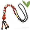 Colgante de Ágata Roja Natural Jade Cadena de Suéter Accesorio Otoño e Invierno Colgante Largo para Mujer Collar de Ágata Estilo Retro
