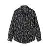 Nova camisa masculina de manga longa para outono e inverno, de comércio exterior, com estampa floral pequena, corte solto moderno, sedosa e com bom caimento, camisa masculina de manga longa plus size