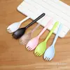 Garfo Colher Descartável Plástico Fosco Embalagem Individual Multicolor Frutas Bolo Garfo Colher Três Dentes Peça Única