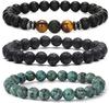 Amazon Europa y América Venta Caliente Transfronteriza Piedra Natural 8mm Pulsera para Pareja para Hombre y Mujer Juego Pulsera Ojo de Tigre Turquesa Joyería