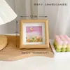 Moldura de Foto Quadrada de Madeira Oca de 4 polegadas Mini Moldura de Foto Criativa em Pastel a Óleo Caligrafia DIY Display de Mesa de Madeira