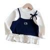 Nuevo Estilo de Primavera para Niñas Conjunto de Dos Piezas Manga Larga Estilo Kt Estilo Dulce de Princesa Tendencia Versátil Linda Camiseta Casual