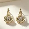 Yanbai Amazon Transfronteiriço Girassol Zircônio Incrustado Cobre Brinco de Ouro Acessórios de Brinco Flor Haste para Brinco Feminino Retro Francês