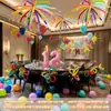 Decoración de cumpleaños temática de dopamina con globos y fuegos artificiales, habitación de hotel, escena de decoración de ambiente para fiesta de cumpleaños de bebés y niños