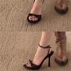 Zapatos de Tacón de Aguja con Letras Estilo Europeo y Americano para Mujer, Sandalias Sexy de Socialité con Hebilla de Satén y Punta Abierta para el Verano