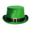 Calle. Día de San Patricio Verde Barba Dorada Terciopelo Alto Sombrero Verde Adulto Carnaval Tío Sombrero Irlandés