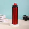 Nueva Botella de Agua de Aluminio de Boca Ancha Estilo Americano para Hombres y Mujeres, Adecuada para Uso en Casa y Oficina, con Taza de Popote, Portátil para Ciclismo y Deportes al Aire Libre