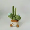 Productos Terminados de Flores Hechos a Mano de Amazon Transfronterizos, Plantas Pequeñas en Maceta de Hilo de Cactus Tejido, Adornos Creativos para Plantas en Maceta de Decoración del Hogar