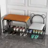 Banqueta para cambiar zapatos de entrada estilo nórdico con zapatero integrado, moderna y sencilla con cojín suave para la entrada del hogar, banqueta para cambiar zapatos de niños