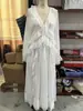 Vestido de Fiesta Asimétrico de Gasa Bohemio Transfronterizo con Escote en V, Cordones y Volantes de Manga Larga para Mujer, Vestido Largo de Verano