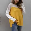 Suéter pullover para mujer suéter de punto transfronterizo otoño e invierno europeo y americano nuevo suéter de punto de color de contraste holgado casual