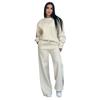 211470 outono e inverno novo cross-border Europa e Estados Unidos cor sólida gola redonda manga comprida solta moda feminina casual calças largas terno