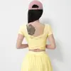 Novo Conjunto de Yoga Feminino com Bojos, Costas Cruzadas em Renda Bonitas, Manga Curta, Cintura Alta, Emagrecedor, Esportivo, Conjunto de Saia Plissada