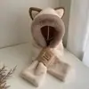 Nuevo Sombrero y Bufanda Estilo Coreano Todo en Uno Invierno Versátil Lindo Sombrero de Felpa Cálido y Espesado Antihielo Viento Sombrero de Invierno Venta al por Mayor