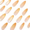 Uñas Postizas de Ojo de Gato Almendradas con Gradiente Naranja Dorado al Atardecer, Base Nude y Brillo, Pegatinas para Uñas Postizas, Suministros para Uñas Transfronterizos
