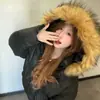 Chaqueta de Algodón con Capucha y Cuello Grande de Piel de Marca de Moda para Mujer, Versátil Estilo Perezoso de Otoño e Invierno, Chaqueta Acolchada Cálida para Viajes Diarios de Pareja