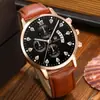 Set de 5 piezas/set de relojes nuevos para hombre: reloj de cuarzo falso de tres ojos genial + pulsera tejida de cuentas versátil