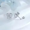Borboleta de Cristal de Gelo Hensen Simples e Versátil Design de Borboleta em Camada Dupla Liga de Titânio Piercing de Cartilagem da Orelha Brinco