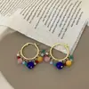Aretes de Aro de Perlas de Colores Dopamina, Frescos y Dulces, Estilo Socialité Elegante, Aretes Atmosféricos, Accesorios para Orejas de Temperamento de Lujo Ligero