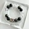 Nuevo Pulsera de Cristal de Té de Obsidiana Natural Estilo Chino, Pulsera de Cristal Blanco para el Año de Nacimiento, Pulsera de Cinco Elementos para Hombres y Mujeres, Nuevo Modelo de Regalo