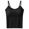 Camisola Simples de Seda de Gelo Feminina para Primavera e Verão com Lindo Design nas Costas, Sutiã Embutido com Bojo Fixo, Adequada para Usar em Camadas ou Sozinha, Estoque Transfronteiriço