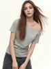 Camiseta de Manga Corta Holgada con Hombros Descubiertos Estilo Retro Americano Nuevo Estilo Primavera y Verano para Mujer, Top Casual Relajado y Perezoso para Chica Popular