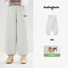 Pantalón Deportivo para Niñas Pudding Haru 2026 Primavera Nuevo Estilo Simple Versátil Pantalón de Chándal Holgado Infantil con Logo de Pony