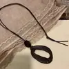 Collar Colgante de Anillo Largo Asimétrico Retro para Mujer Cadena de Suéter de Cuello Halter Ajustable Estilo Étnico Accesorios de Alta Gama