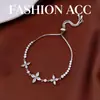 Pulseira Puxável de Flor Cravejada com Zircônia Transfronteiriça, Pulseira Simples, Fashion e Versátil, Joia de Nicho de Luxo Leve e de Alta Qualidade
