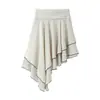 Comércio Exterior Transfronteiriço 2026 Primavera/Verão Nova Roupa Feminina Saia de Cintura Franzida Irregular com Fenda Estilo Francês Europeu e Americano de Nicho