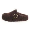 Zapatos Birkenstock versión lana, suela gruesa, slip-on, sin tacón, puntera dividida, con forro polar para abrigar, zapatos de algodón con pelo, pantuflas cerradas para exteriores