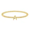 Pulsera de Cuentas con 26 Letras Doradas de Aliexpress, Moderna y Sencilla, Diseño Versátil para el Uso Diario, Joyería para Mujer
