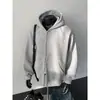 Moletom com Capuz Solto e Ombro Caído Transfronteiriço Masculino Primavera Cleanfit High Street Rascunho Bonito Moletom Cardigan Jaqueta Pesado