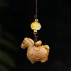Colgante de Caballo de la Fortuna Tallado en Madera de Ébano, Riqueza Instantánea, Llavero del Año del Caballo del Zodiaco, Cadena para Teléfono, Colgante para Bolso, Adorno Colgante para Coche