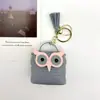 Coruja Fofa PU Bluetooth Capa de Fone de Ouvido Porta-Moedas Chaveiro Pequena Bolsa Acessórios Pingente Bolsa de Armazenamento Caixa de Fone de Ouvido
