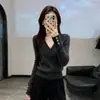 French Lightly Mature Style V-neck Long-sleeved Knit Sweater Women's Autumn/Winter New Style Slim-fitting Flattering Base Layer Top