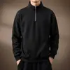 Sudadera de alta gama con cremallera y cuello alto para hombre, nueva tendencia de otoño, color liso, versátil, holgada, informal, con un diseño elegante