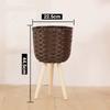 Macetas, Soportes de Madera para Flores de Pie, Cestas de Flores de Paja y Ratán, de Pie para Sala de Estar, Balcón, Dormitorio, Estilo Nórdico Soportes de Madera Maciza para Plantas Verdes