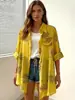 Ropa de Mujer Transfronteriza, Comercio Exterior Europeo y Americano, Camisas de Manga Larga para Mujer con Estampado de Moda de Venta Caliente Primavera y Verano, Camisas Casuales con Mangas Enrolladas