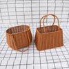 Cesta de Compras de Plástico Tejido Imitación Ratán Bolso de Mano con Orejas Vivas Cesta de Flores y Verduras Regalo de Acompañamiento Cesta de Almacenamiento