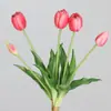 Tulipán flor artificial tacto suave pegamento 5 PE látex silicona decoración hogar sala de estar tulipán simulación flor falsa