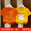 Camiseta de Verão Estampada com Gola Redonda e Manga Curta para Meninas, Algodão Puro, Tendência, Novo Estilo 2026, Camiseta de Meia Manga Infantil