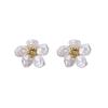 Pendientes de flor de perla de imitación estilo francés para mujer, elegantes, ligeros, de lujo, de alta gama, retro, distintivos y exagerados.
